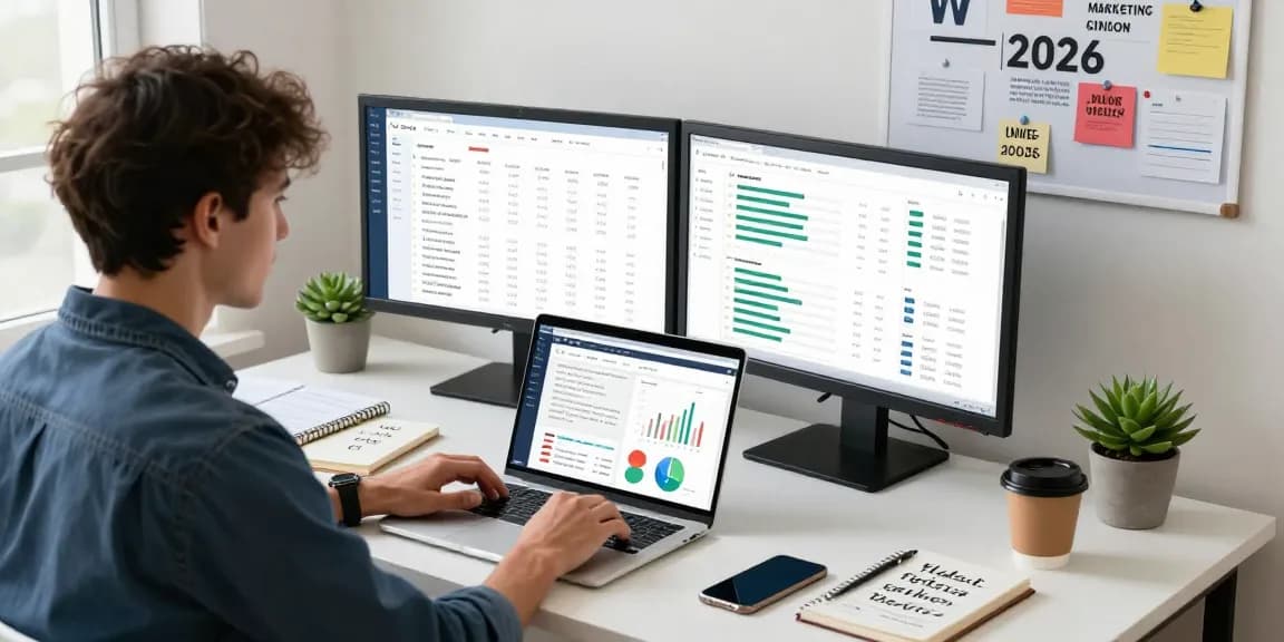 Digital marketing professional analyzing c88nano.com analytics in a modern workspace for strategic insights.