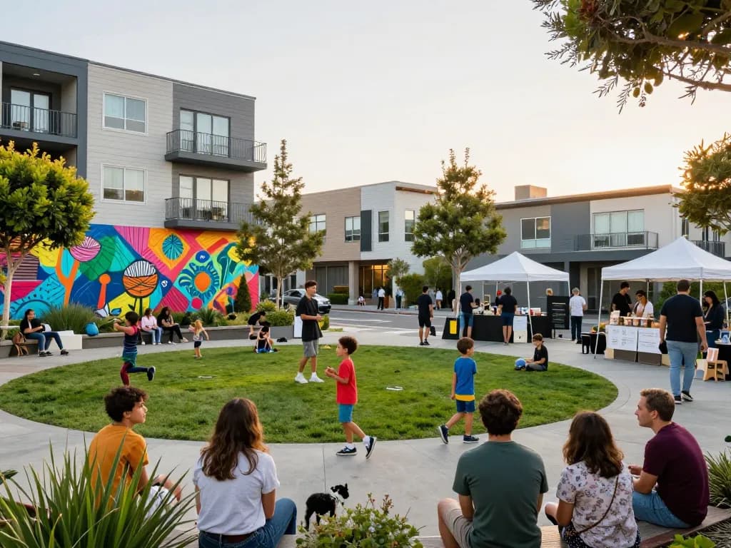 Five88 housing development residents enjoying community spaces and vibrant surroundings in San Francisco.