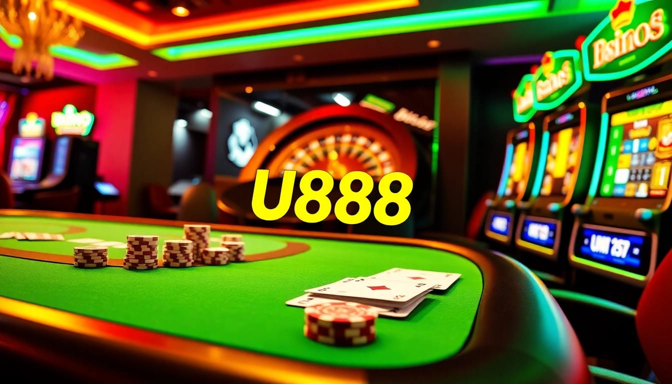 Players enjoying games like poker and slots at U888's online casino interface.