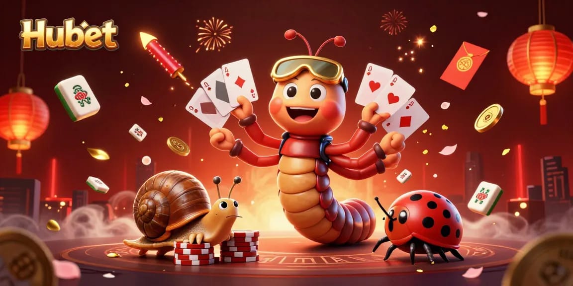 Engage with Hubet's vibrant casino universe featuring dynamic characters enjoying a game of chance.