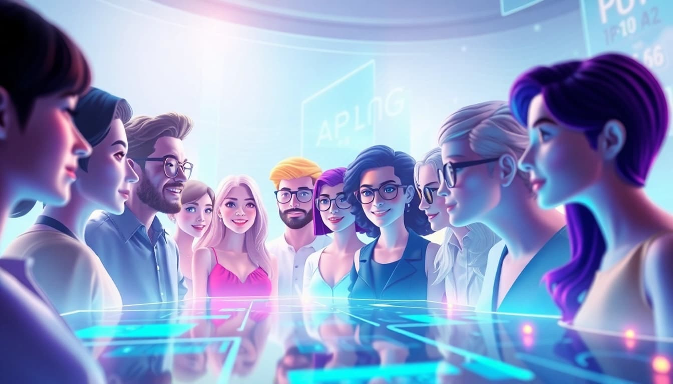 Engaging AI personas in an innovative digital landscape, showcasing Crushon interactions.