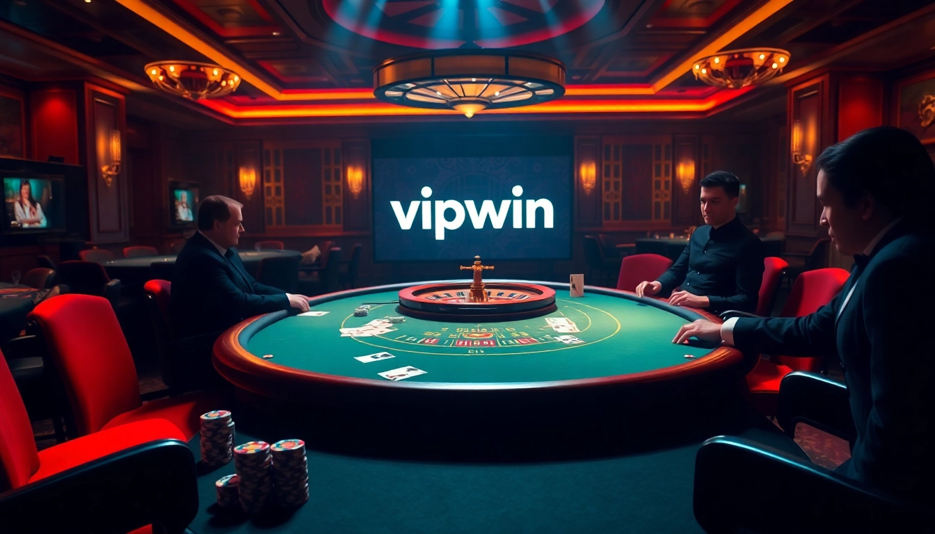 Enjoying a thrilling poker game at VIPwin casino, surrounded by excitement and elegance.