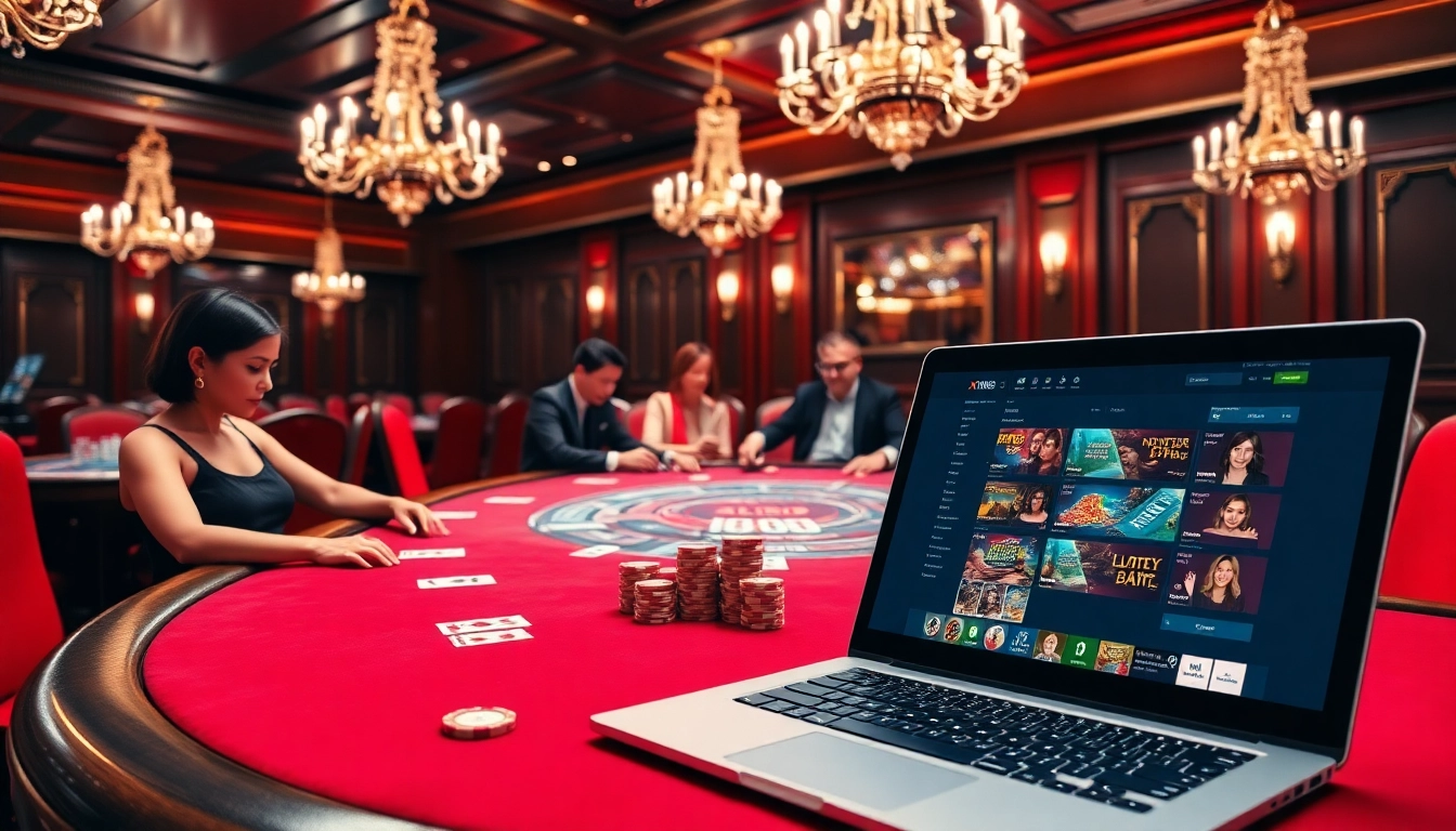 Play exciting games with Xin88 at a luxurious casino table featuring poker chips and cards.