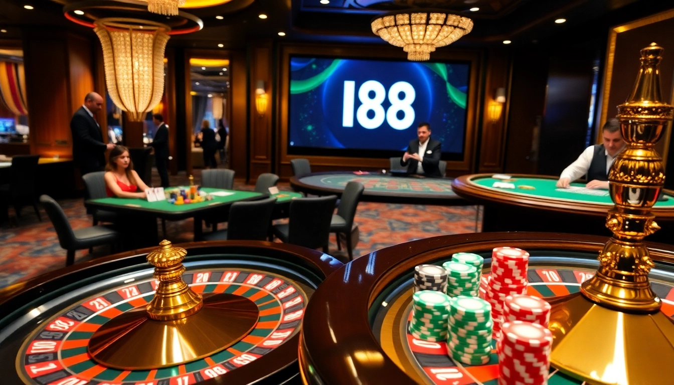 Experience the thrill of U88 casino with a vibrant roulette wheel and poker chips in a luxurious setting.