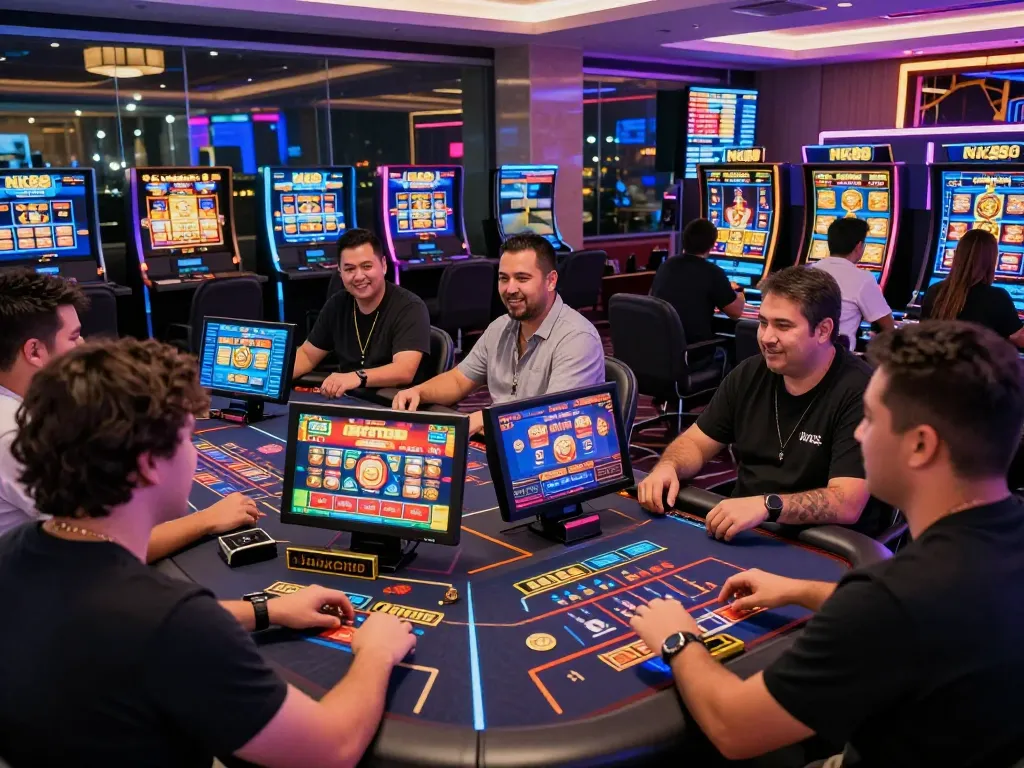 Exciting online gaming scene showcasing NK88 players engaged in virtual casino activities.