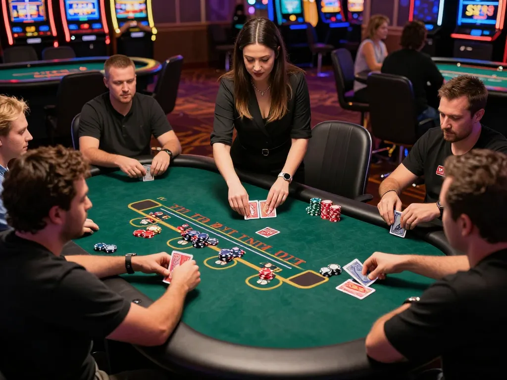 SX 88 players engaged in Texas Hold'em at a luxurious casino table with vibrant chips.