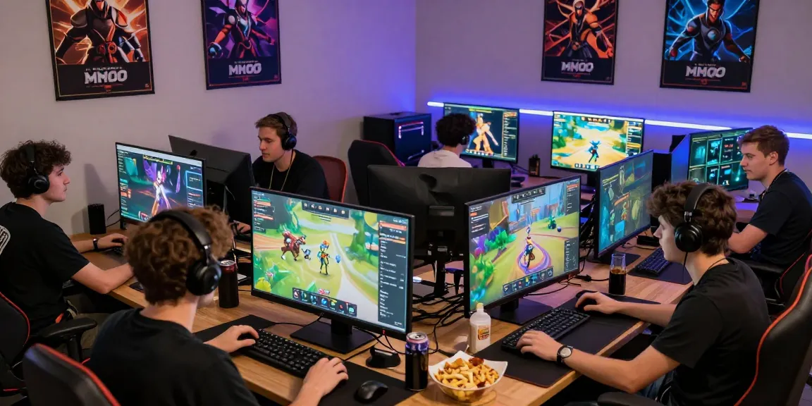 Gamers collaborating and strategizing in LINK MMOO community chat.