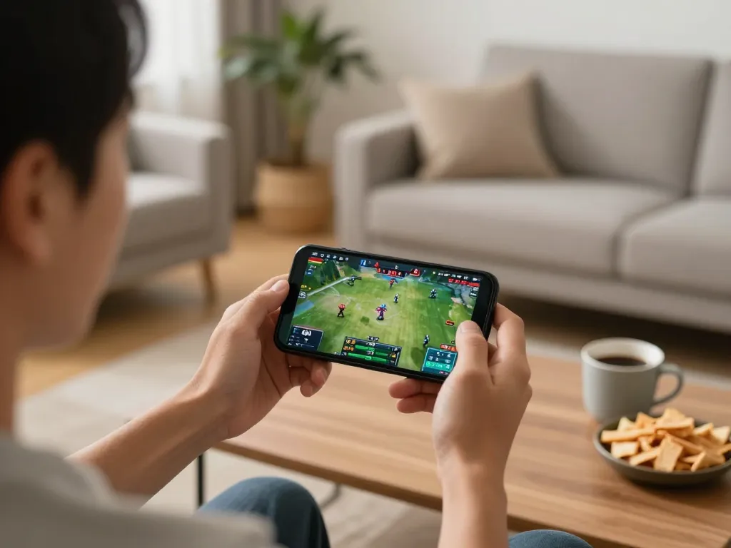 Person engaging in sports betting on LV88 app in a cozy home setup
