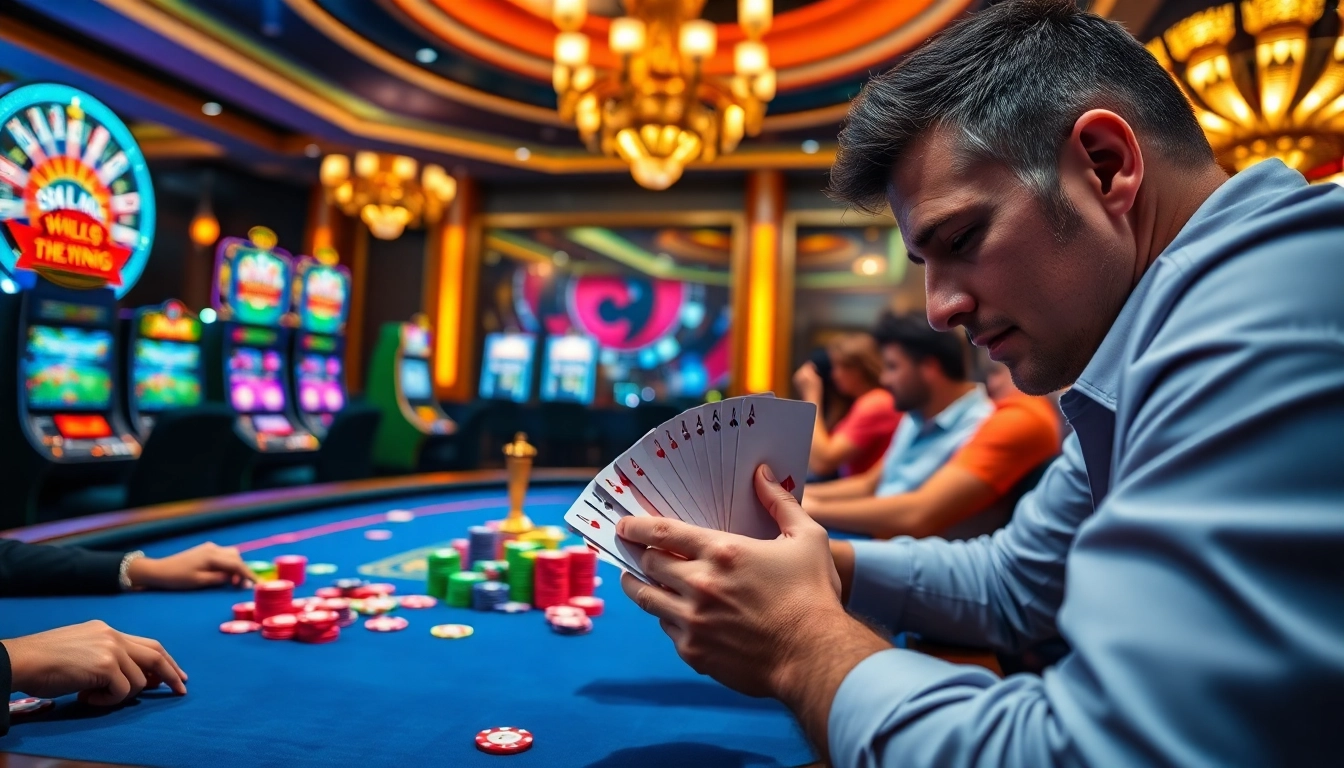 Experience thrilling gameplay at https://vn789.xyz/ with poker and roulette in a luxurious casino setting.