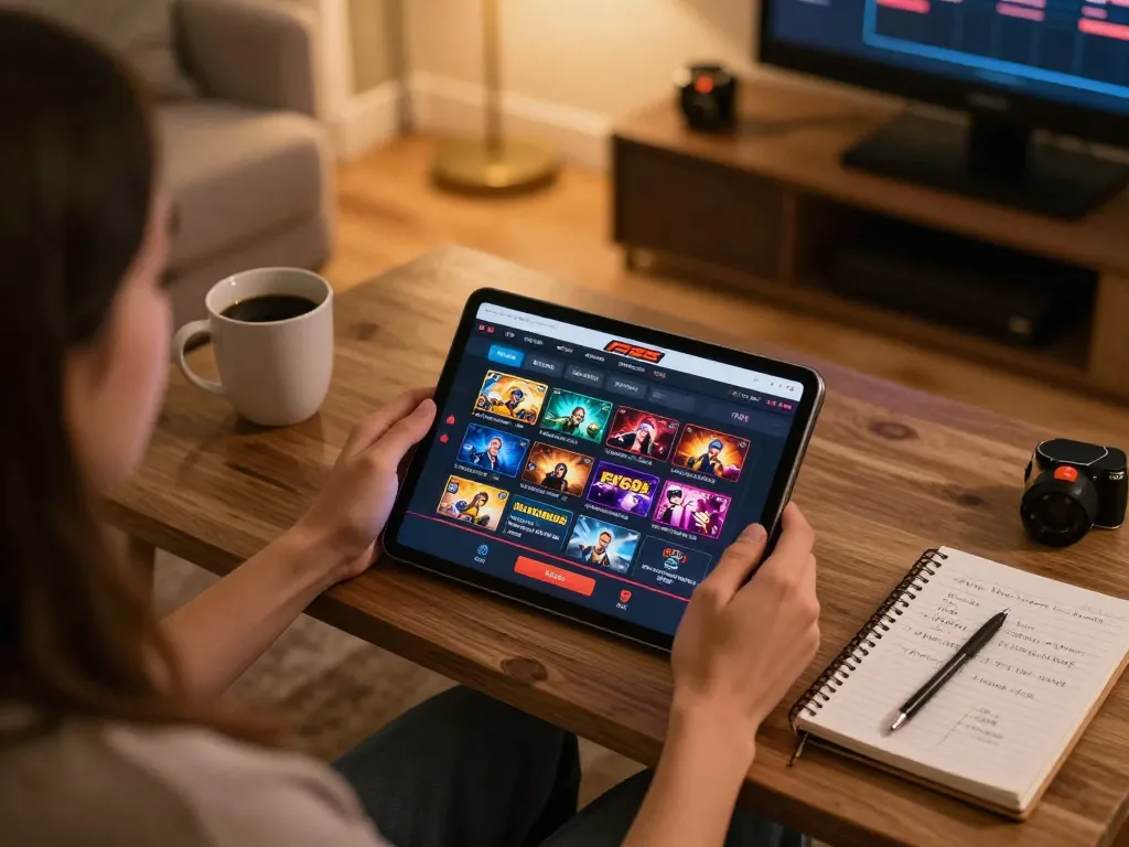 Engaging with F168s casino app on tablet for exciting online gaming experience