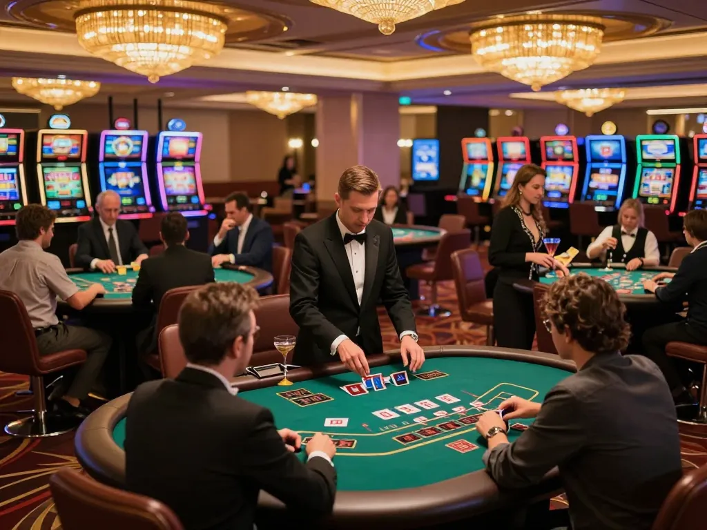 Engaging players at DN88 blackjack tables enjoying a thrilling casino experience with elegant decor