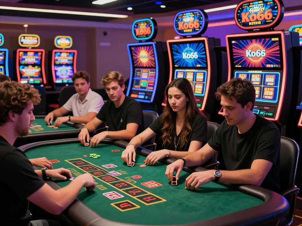 Players enjoying various games at Ko66 online casino, showcasing the excitement of virtual betting.