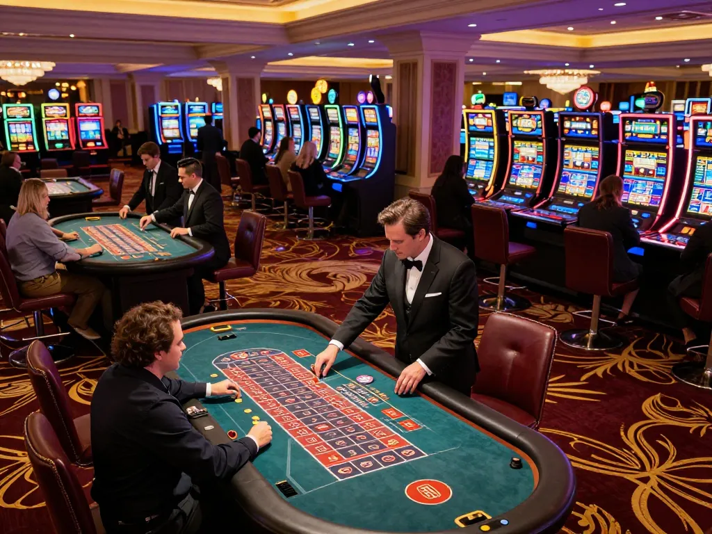 C168 casino offers an exciting gaming experience with players engaging at roulette tables and vibrant slot machines.