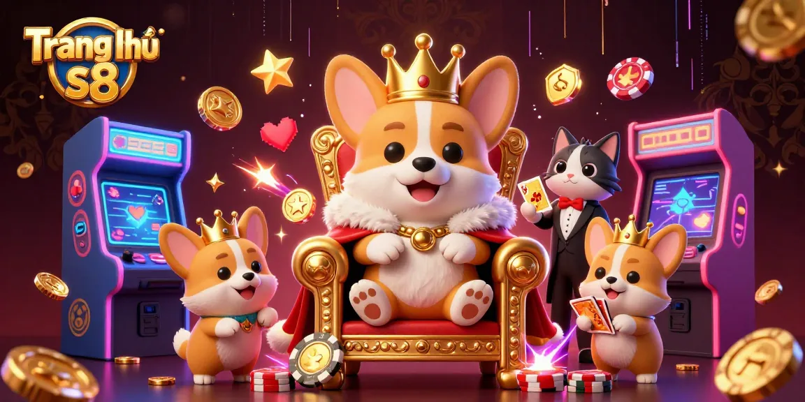 Join the fun at Trang chủ s8 with cartoon corgis celebrating casino games and rewards.