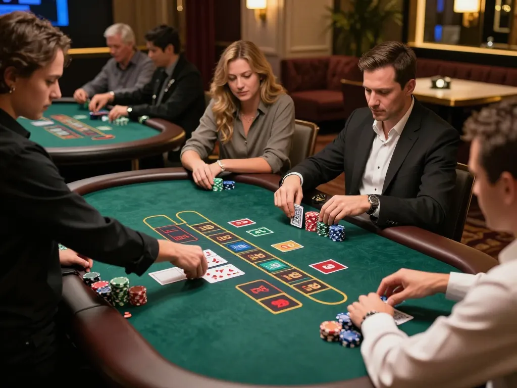 Players at Five88 engaged in blackjack, showcasing strategic gameplay in a vibrant live casino setting.