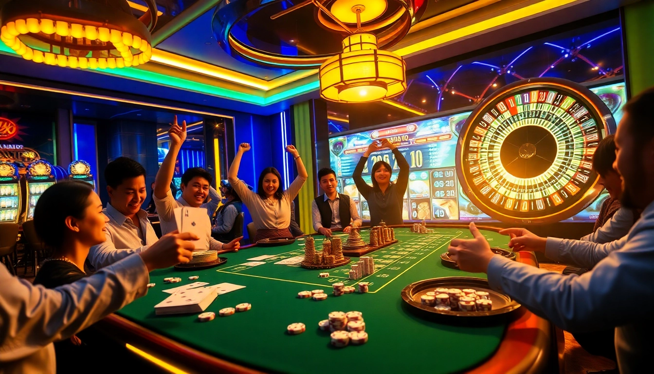 UU88 online casino interface showcasing a vibrant game atmosphere with celebrating players.