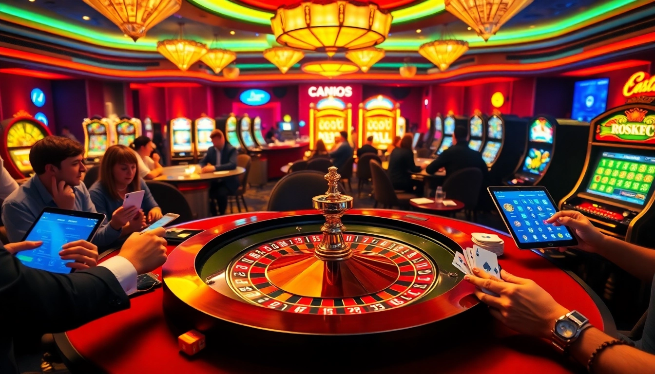 Experience thrilling casino gaming at https://go8s.bio/ with vibrant tables, roulette wheels, and excited players.