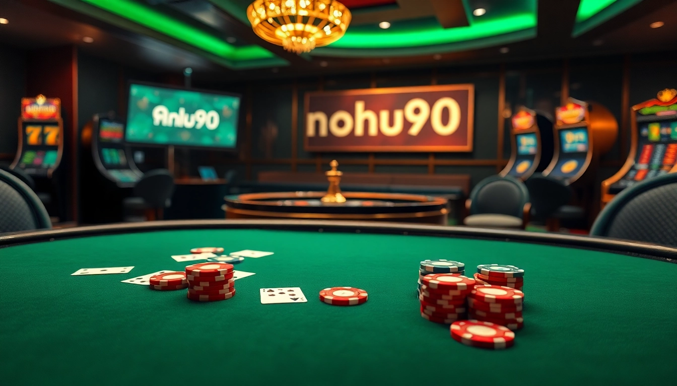 Experience thrilling gameplay on nohu90 with vibrant poker chips and an elegant casino atmosphere.
