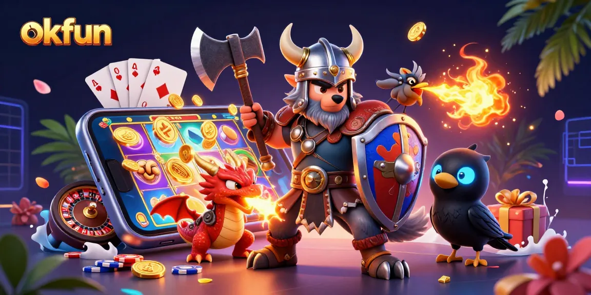 Engage with okfun's thrilling slot games amidst fierce warriors, dragons, and magical visuals.