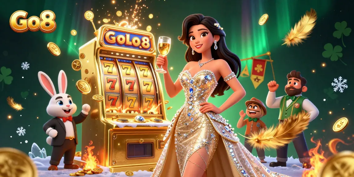 Witness a glamorous Go 8 casino celebration with stunning slots and vibrant energy!