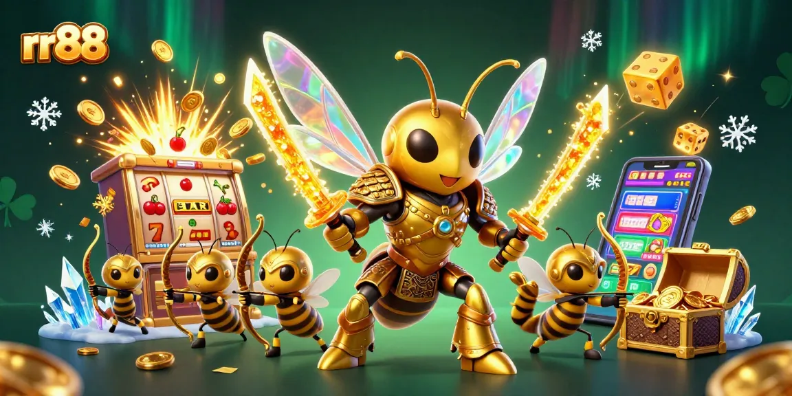 Experience thrilling gameplay with rr88, a vibrant scene showcasing a golden hornet and jackpot slots.