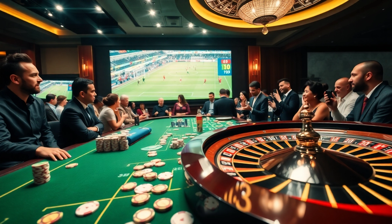 Experience the excitement of trực tiếp bóng đá while betting at a vibrant casino table with live matches.