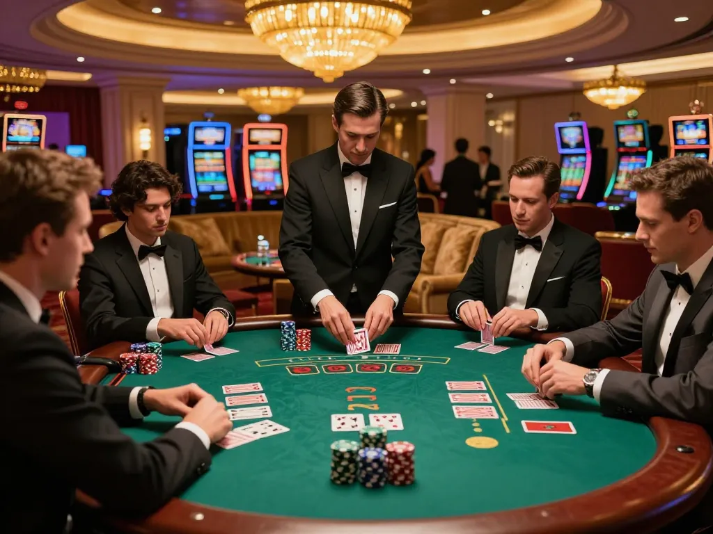 Experience the excitement of uk88 blackjack games with strategic players and luxurious casino ambiance.