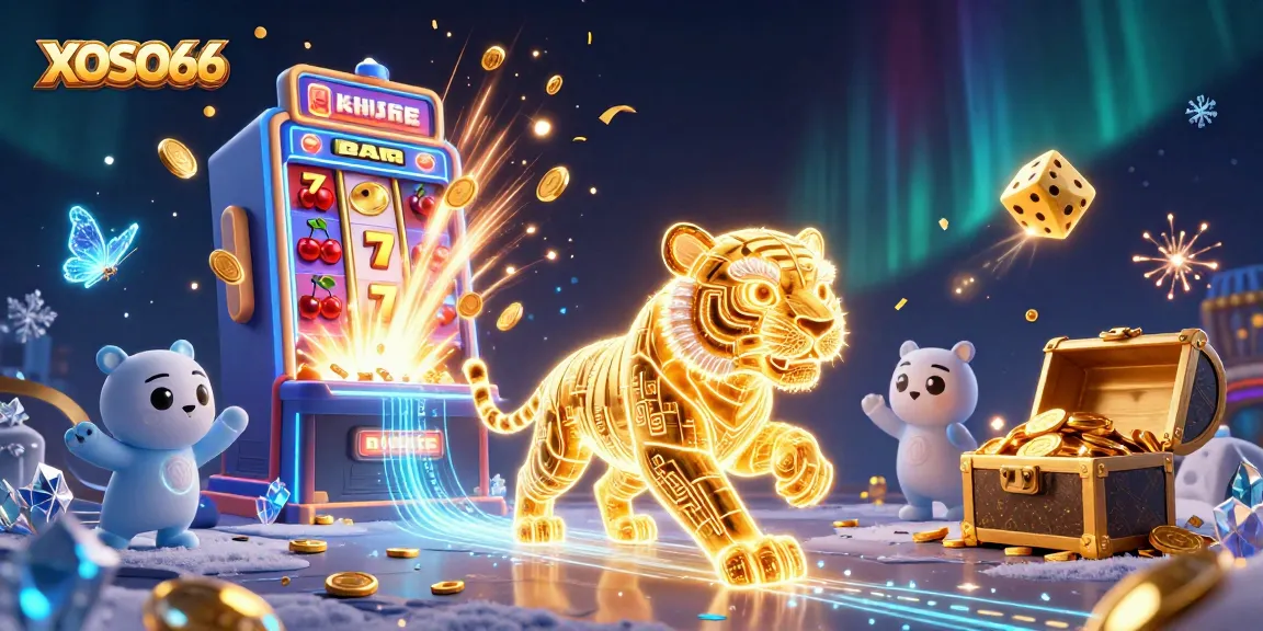 XOSO66 players enjoy a vibrant casino experience with golden tigers and jackpot symbols.
