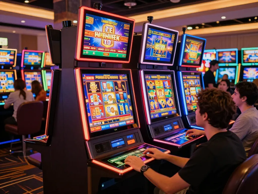 The vibrant gaming scene at https://vu88.lol/ showcases players enjoying colorful slot machines, reflecting the excitement of online gambling.