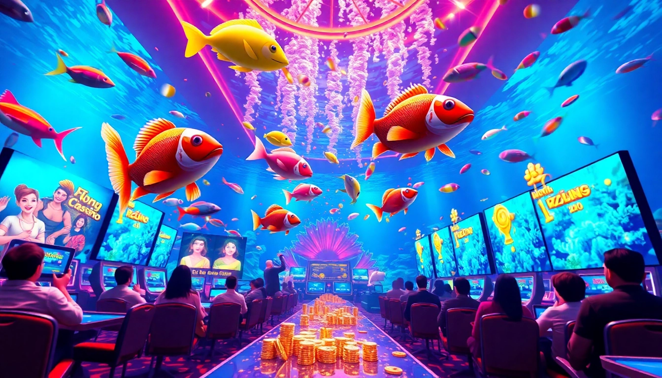 Bắn cá đổi thưởng gameplay with vibrant underwater graphics and strategic gameplay elements.