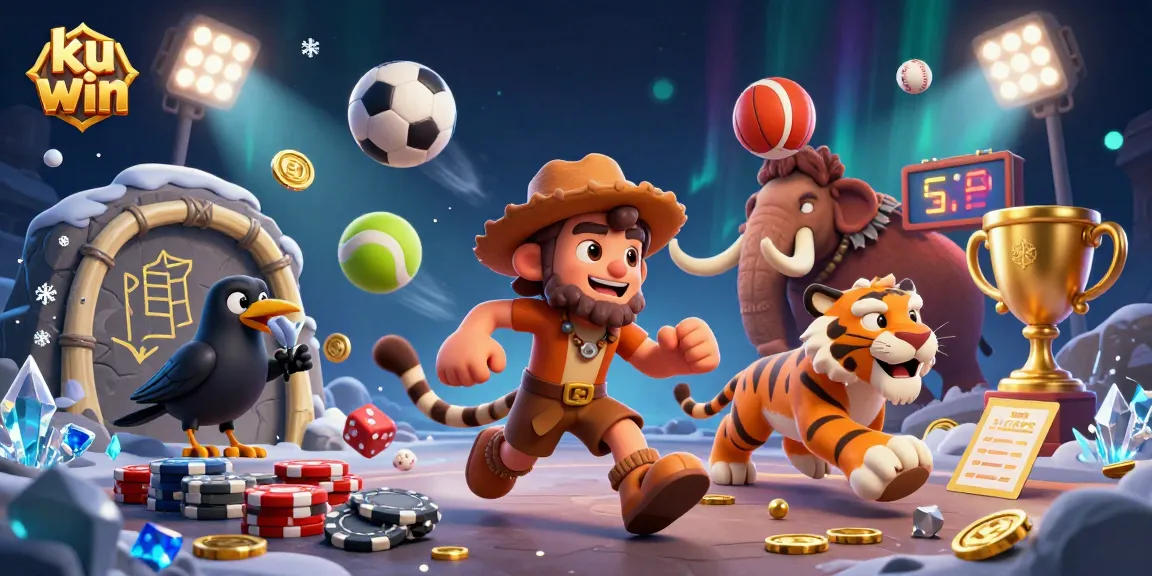 Engage in thrilling gameplay at ku win, where a caveman and tiger run a dynamic prehistoric casino.