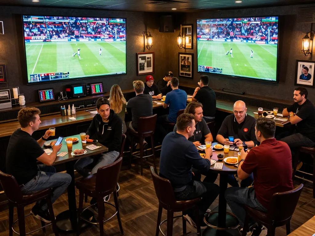 Fans engaging in live sports betting at vipwin777, enjoying a competitive and exciting atmosphere.