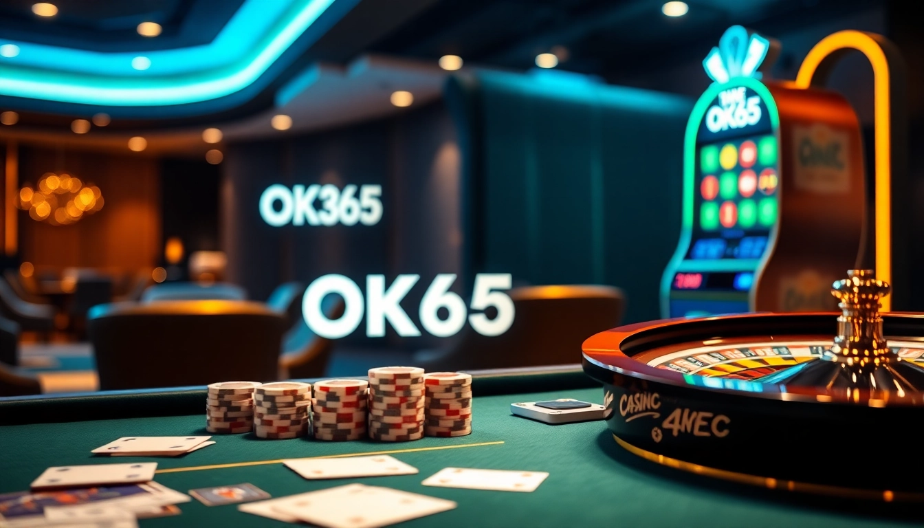 Playing at OK365 online casino, featuring vibrant gaming elements and exciting atmosphere.