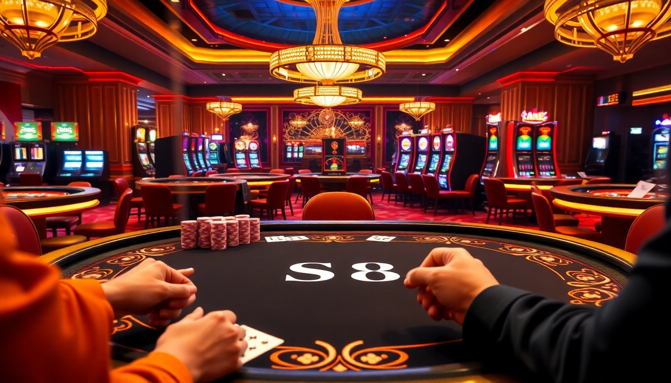 S8 showcases an exciting poker scene with high-stakes action and vibrant casino elements.