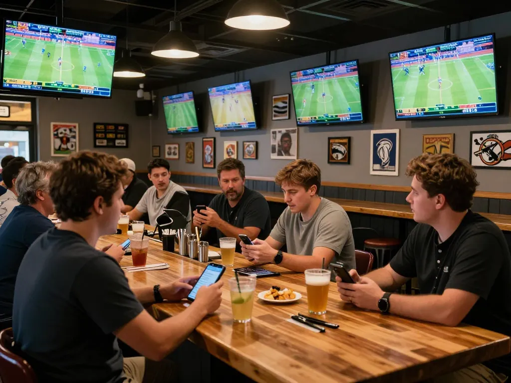 Soi keo enhances live sports betting excitement in a vibrant sports bar with patrons analyzing odds.