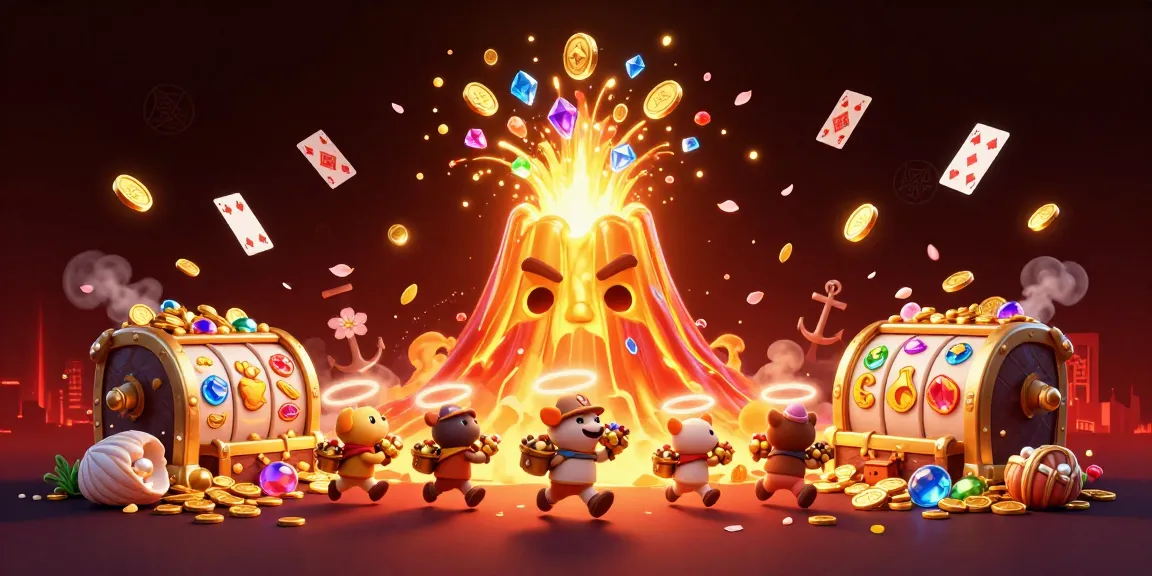 Experience excitement at MV66 with a triumphant volcano and a bounty of treasures erupting.