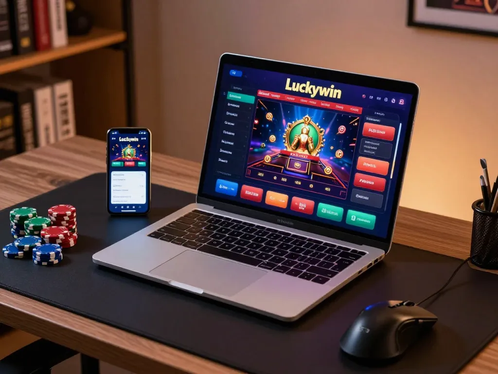 Experience dynamic online gaming with Luckywin app on a sophisticated setup.