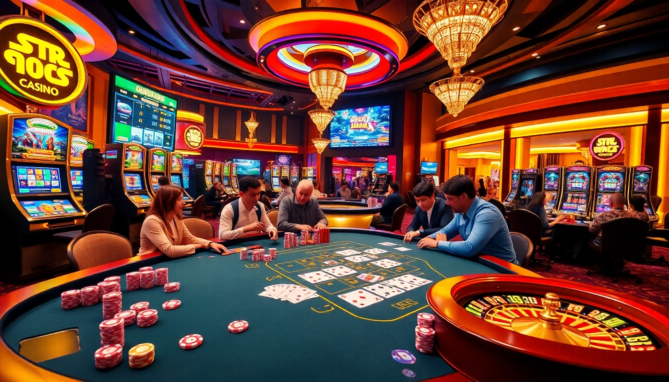 Experience the thrill of online gambling with 8k8 at a vibrant casino scene filled with excitement.