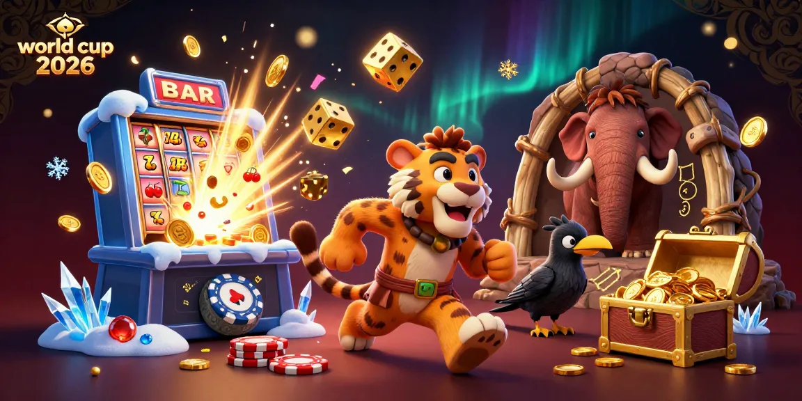 Spin to win with exciting world cup 2026 themed casino action featuring a cartoonish prehistoric setting.