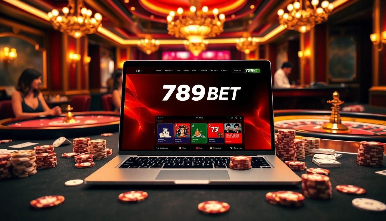 Experience the excitement of 789BET with vibrant casino gaming visuals and luxurious betting atmosphere.