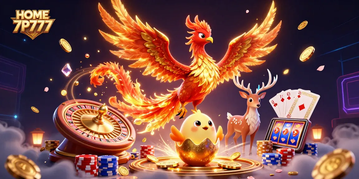 Experience thrilling gameplay with HOME 7P777 as dynamic characters unite in a vibrant casino scene.