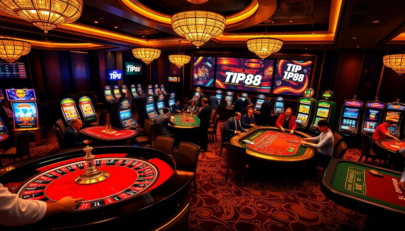 Experience vibrant excitement at https://tip88.living/ with players at a luxurious casino table.