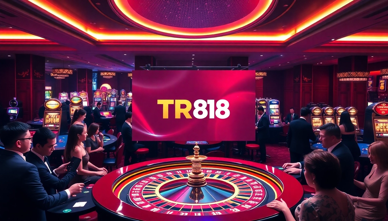 Players enjoying a thrilling game at TR88 casino with roulette and slot machines.