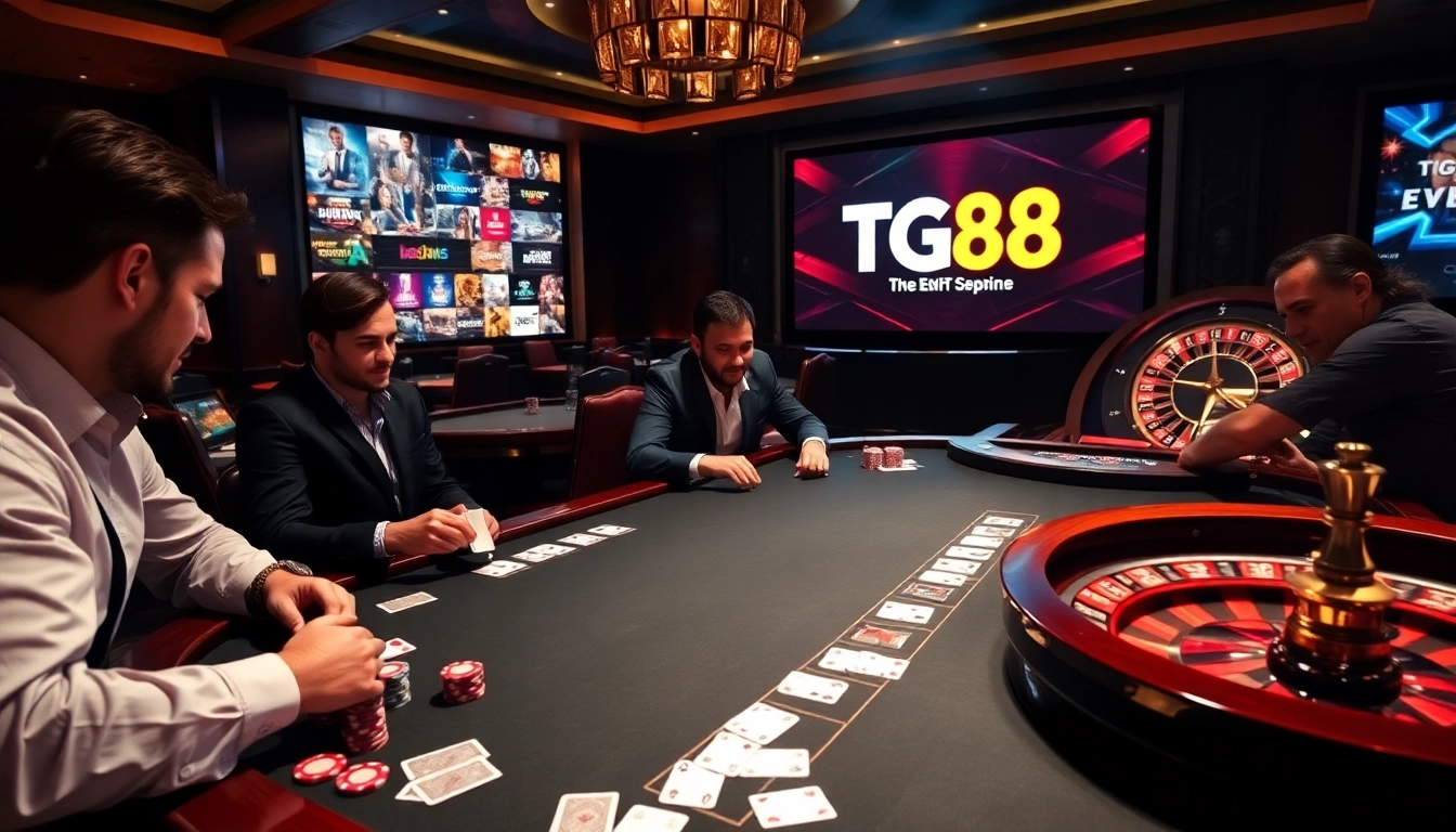 Experience high-stakes excitement at TG88, where players engage in thrilling poker and roulette games.