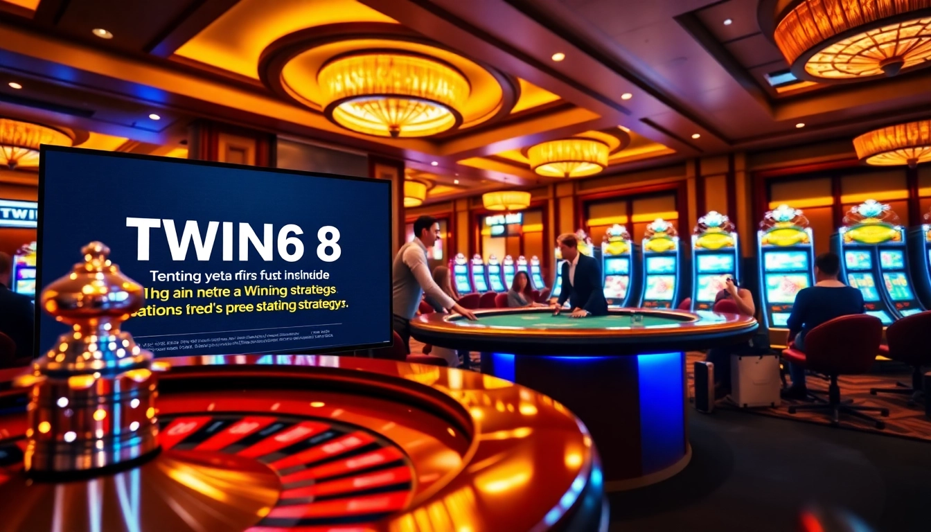 TWIN68 casino scene showcasing excitement at a high-stakes poker table with charming dealer.