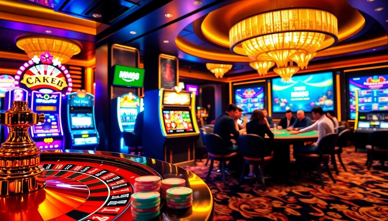 Experience the excitement at MM88 with vibrant roulette and poker action in a luxurious casino.