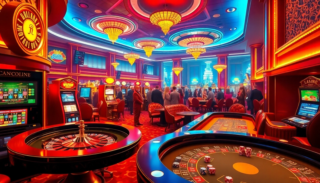 Experience the thrill of gaming with diverse players at https://win88.cfd/, featuring vibrant casino tables and slot machines.