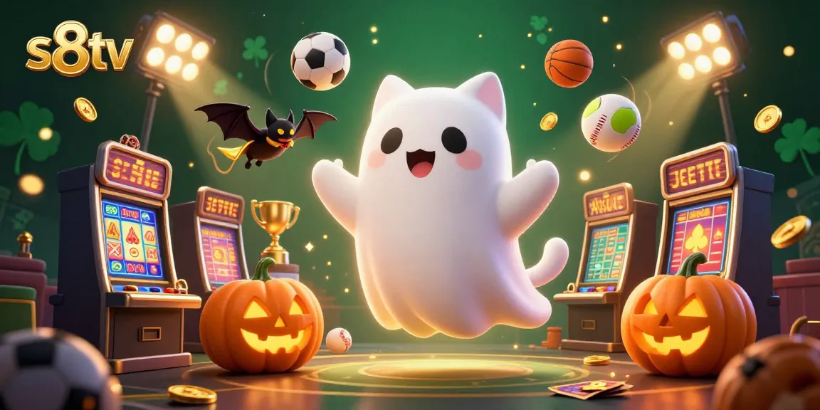 S8TV brings the excitement of sports betting with dynamic visuals of ghost cats and sports elements.