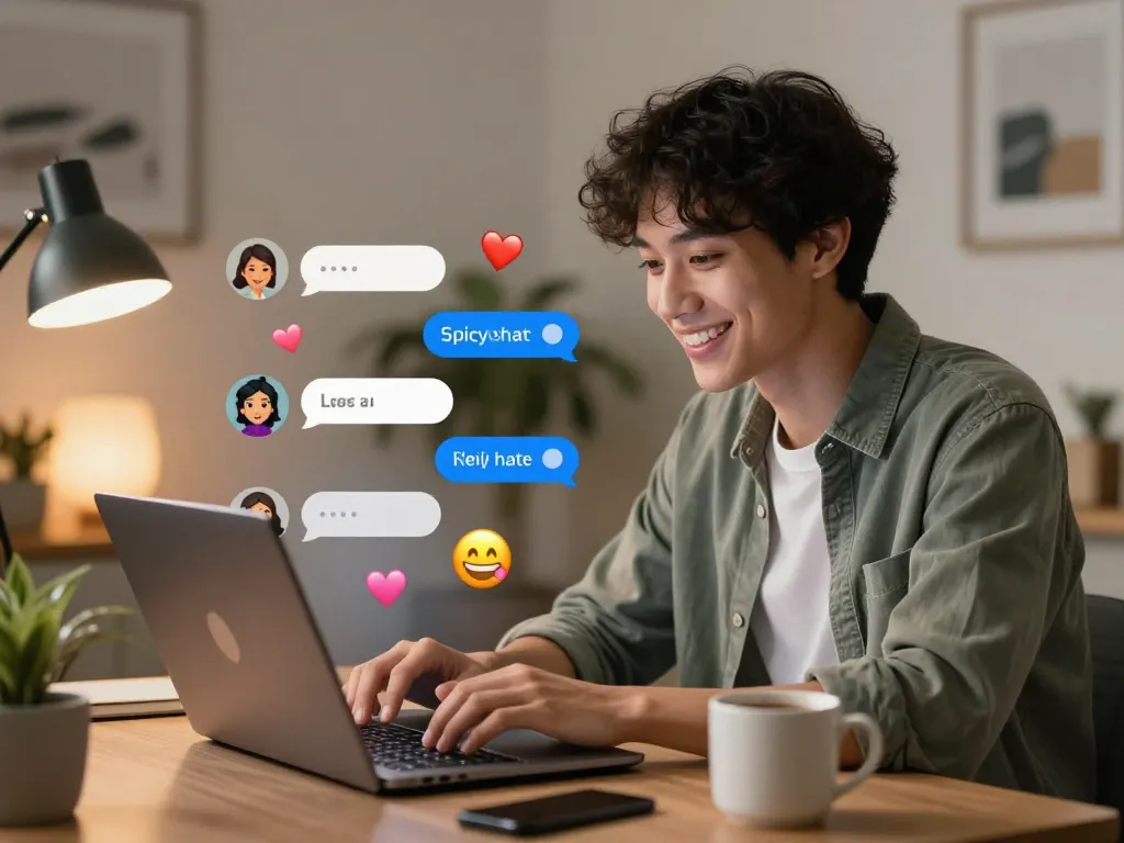 Discover the engaging world of spicy chat ai in a vibrant digital interaction scene.