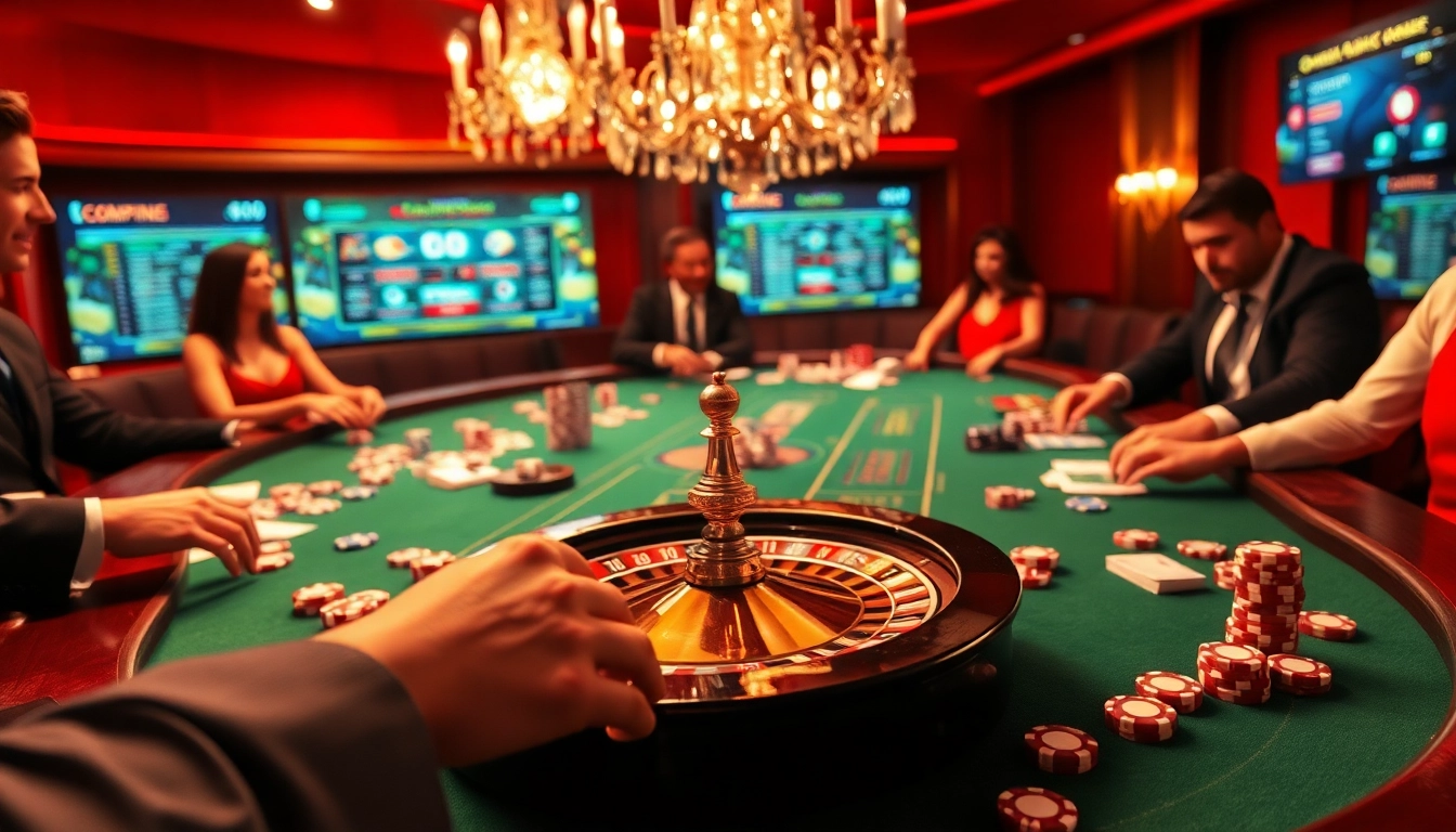 Experience the thrill of gaming at https://www.vaoluoitv.com/ with a luxurious casino scene showcasing excitement.
